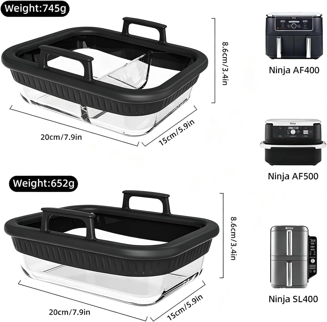 Glas Auflaufform Airfryer Zubehör für Ninja Dual Zone AF400 AF500 SL400