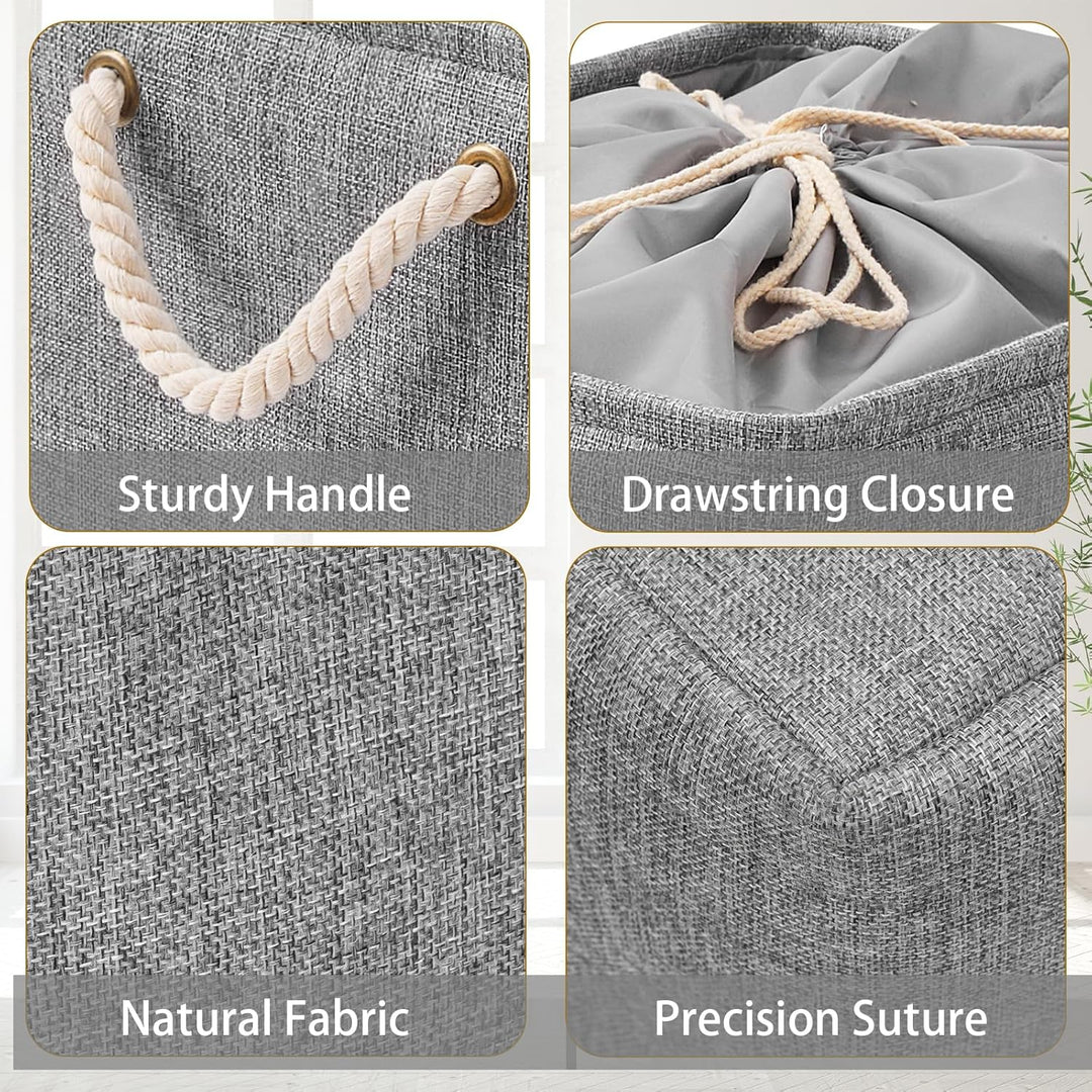 Yawinhe 3er Set Aufbewahrungsbox mit Deckel,Faltboxen aus Stoff mit Kordelzug-Abdeckung und 2 Griffe
