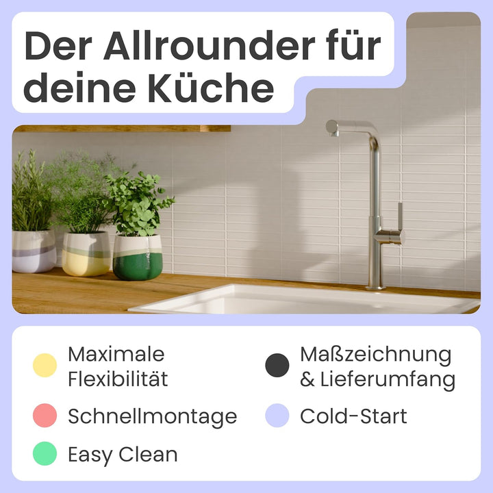 instmaier Cassia | Küchenarmatur mit herausziehbarem Auslauf | Edelstahl | Wasserhahn Küche 360° sch