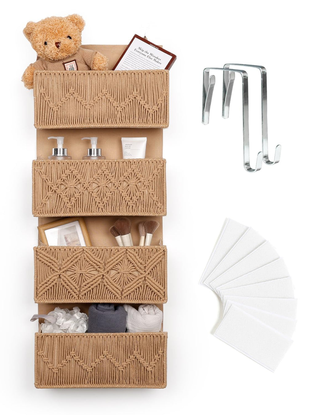 ANTIS'S HOME Handgewebter Hängeorganizer mit 4 Taschen – Boho Hängeregal für Türen, Faltbare, platzs