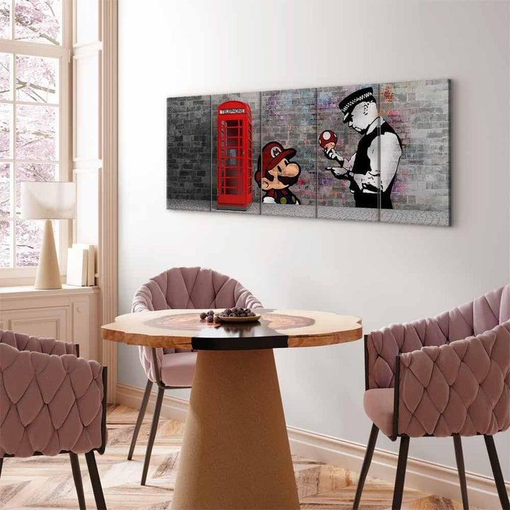 murando - Akustikbild Banksy 150x60 cm 5 tlg Bilder Akustikschaum Schallschutz Kunst Akustikpaneele