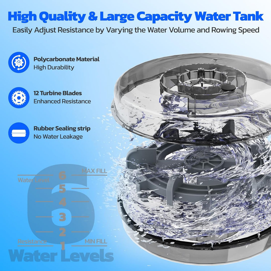 Dripex Faltbares Wasser-Rudergerät für Zuhause aus Massivholz| mit LCD-Display & Bluetooth App | Erg