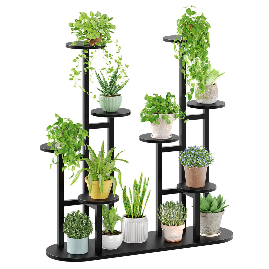 MIN WIN 100 cm Pflanzenständer Metall mit 8 Ebenen Pflanzenregal Blumenständer drinnen draussen Plat