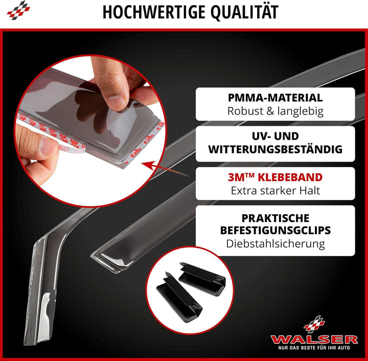 WALSER Premium Auto Windabweiser kompatibel mit VW Golf VII 08/2012-03/2021, Passform Regenabweiser