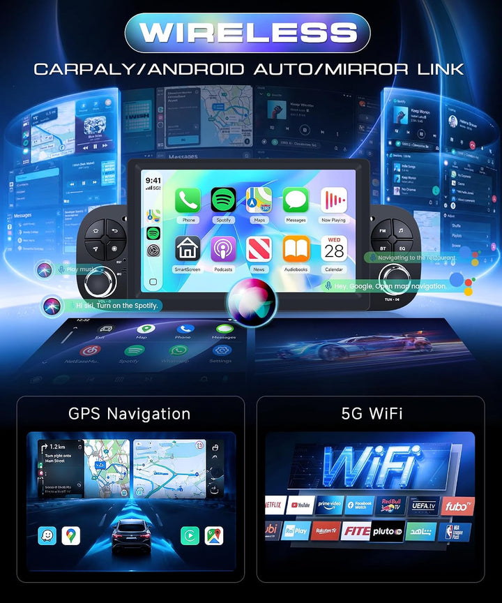 4GB+64GB Autoradio für FIAT Panda 2013-2020 mit Carplay Android Auto, 7 Zoll Bildschirm Car Stereo m