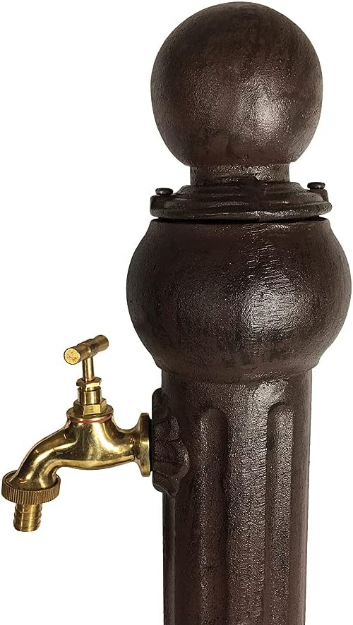 zeitzone Wasserzapfsäule Wasserzapfstelle für Garten Standbrunnen Antik-Stil Braun 85cm