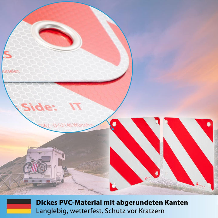 valonic Premium Warntafel - 3in1 für Italien, Spanien und Portugal - 50x50cm, reflektierend, für Woh