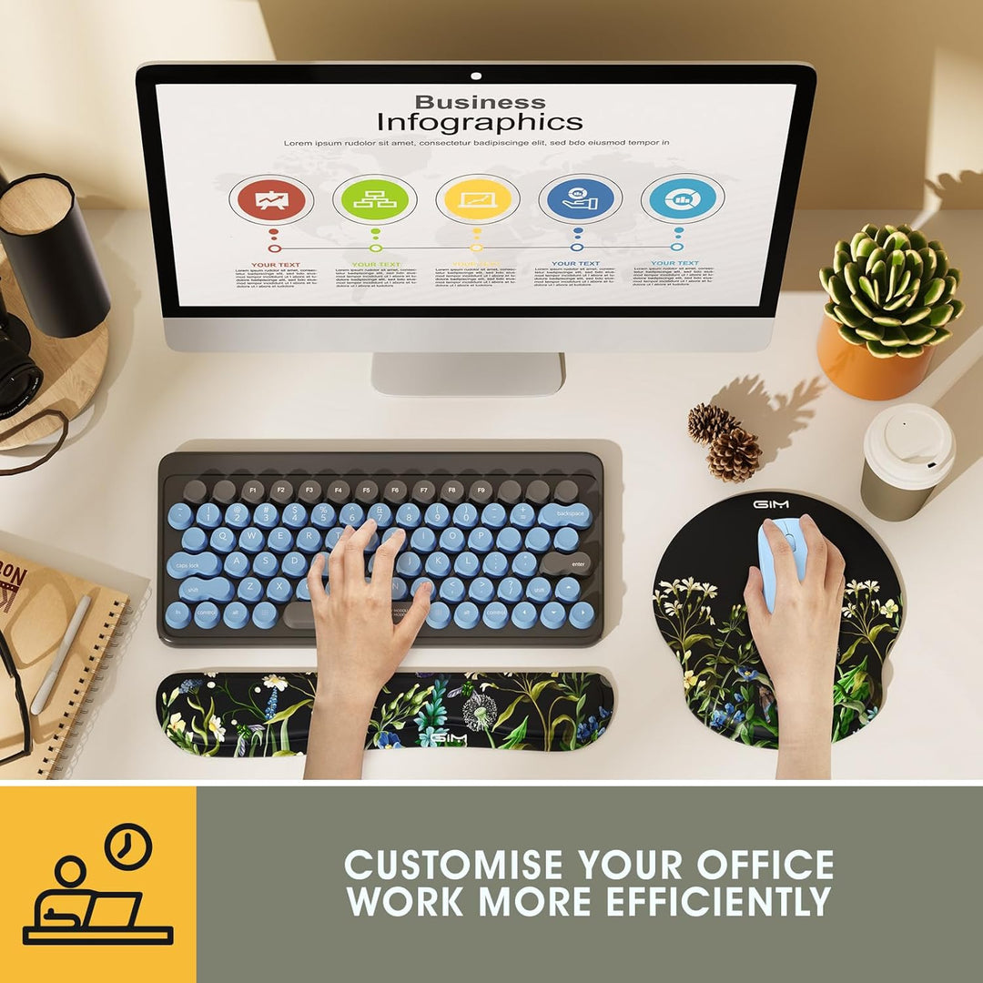 GIM Mauspad Gelkissen Mousepad mit Handauflage GIM Ergonomisches Mauspad Tastatur Handgelenkauflage