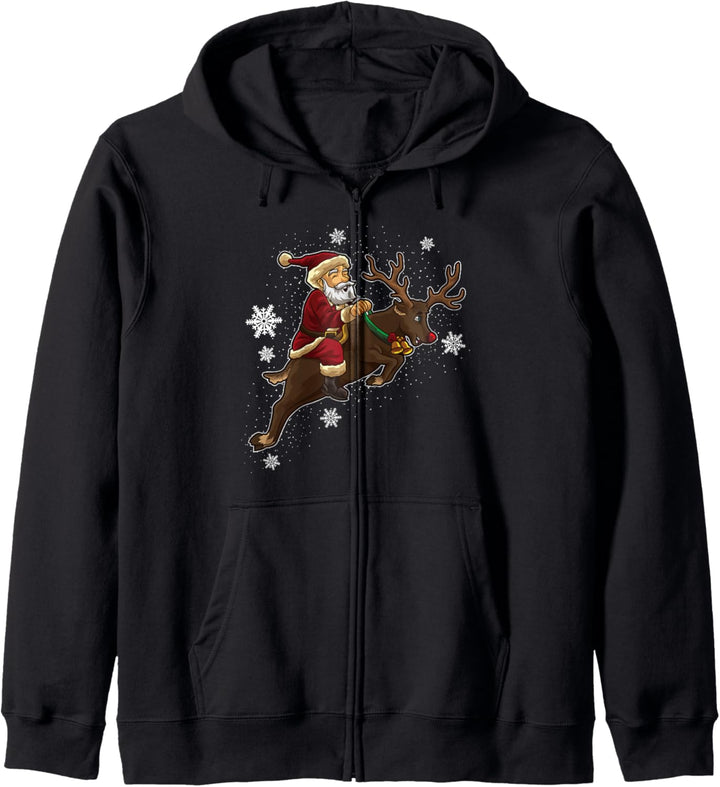 Weihnachtsmann reitet Rentier - Geschenke Zustelldienst Kapuzenjacke