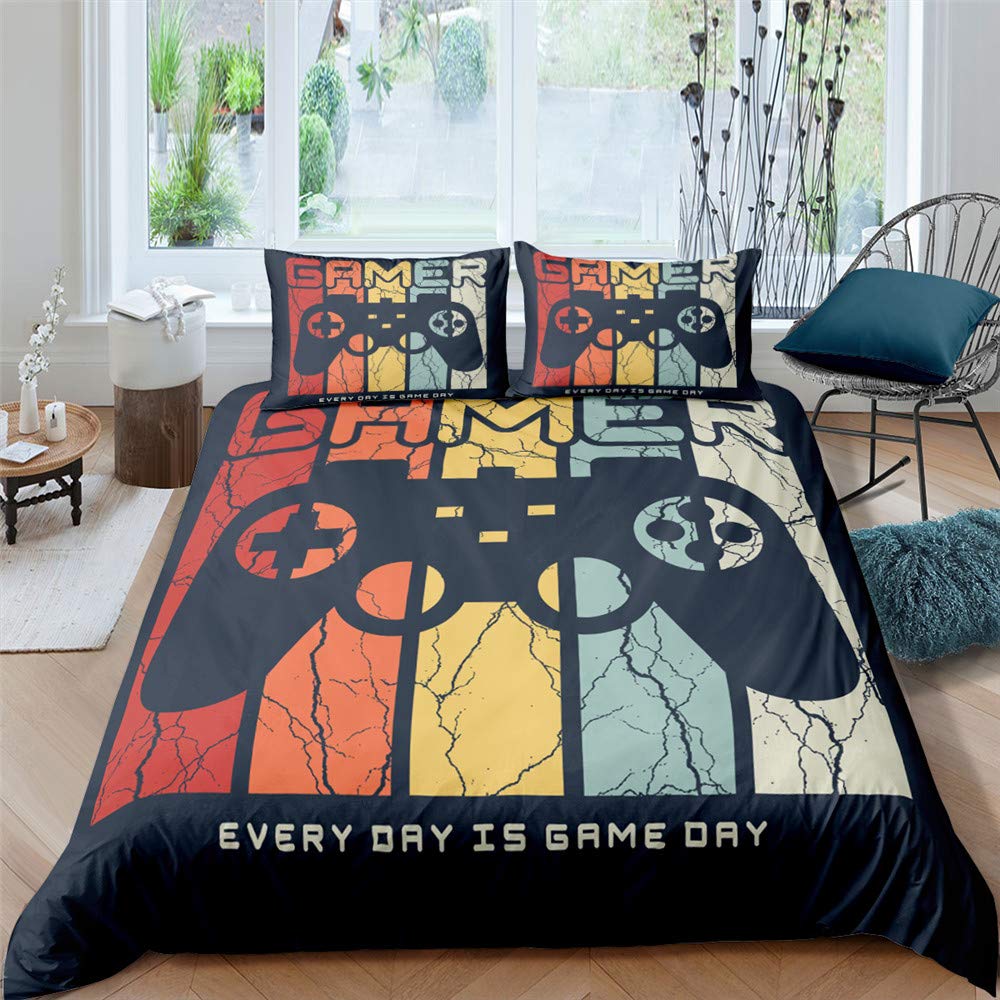 XPINGO Kinder Bettwäsche Gamer 135x200 cm 2teilig Jungen und Mädchen Mikrofaser Weiche Winter Warm B
