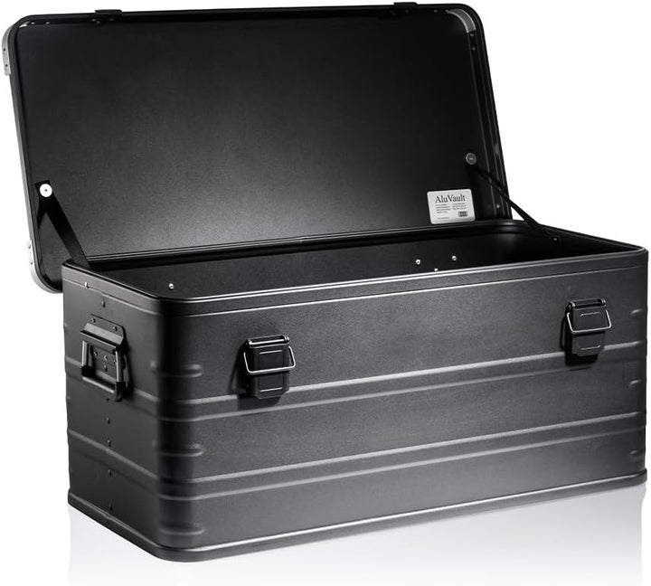 AluVault 081L – Alubox mit Deckel, Aluminium Aufbewahrungsbox, Alukiste, Spritzwassergeschützt, Stau
