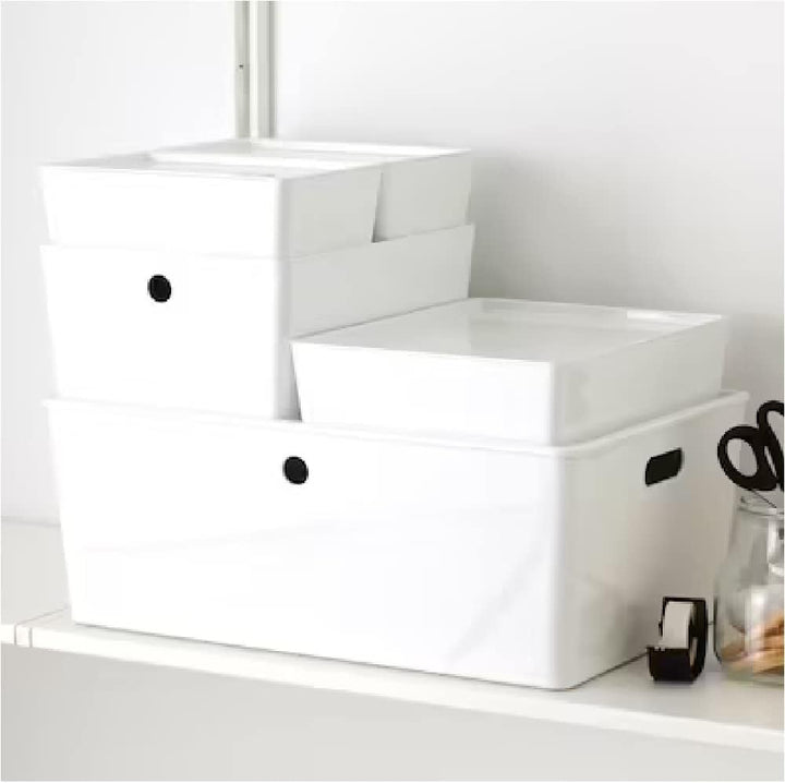 I-K-E-A KUGGIS Aufbewahrungsbox mit Deckel, gross, 37 x 54 21 cm, inkl. Schuhbeutel, Weiss