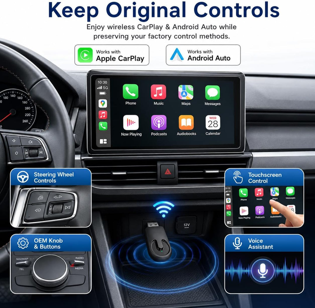 Sunweyer Plug-Play Wireless CarPlay Adapter Support Factory Wired CarPlay zu Wireless Caplay Dongle