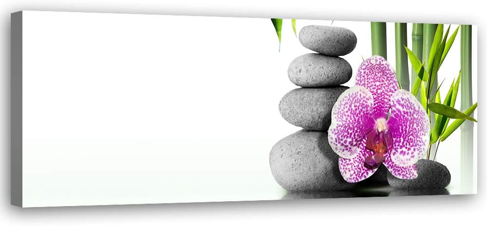 Leinwandbild XXL Zen Wandbild Kunst Orchidee Weiss 150x50 cm Leinwandbild 150x50 cm Weiss_a, Leinwan