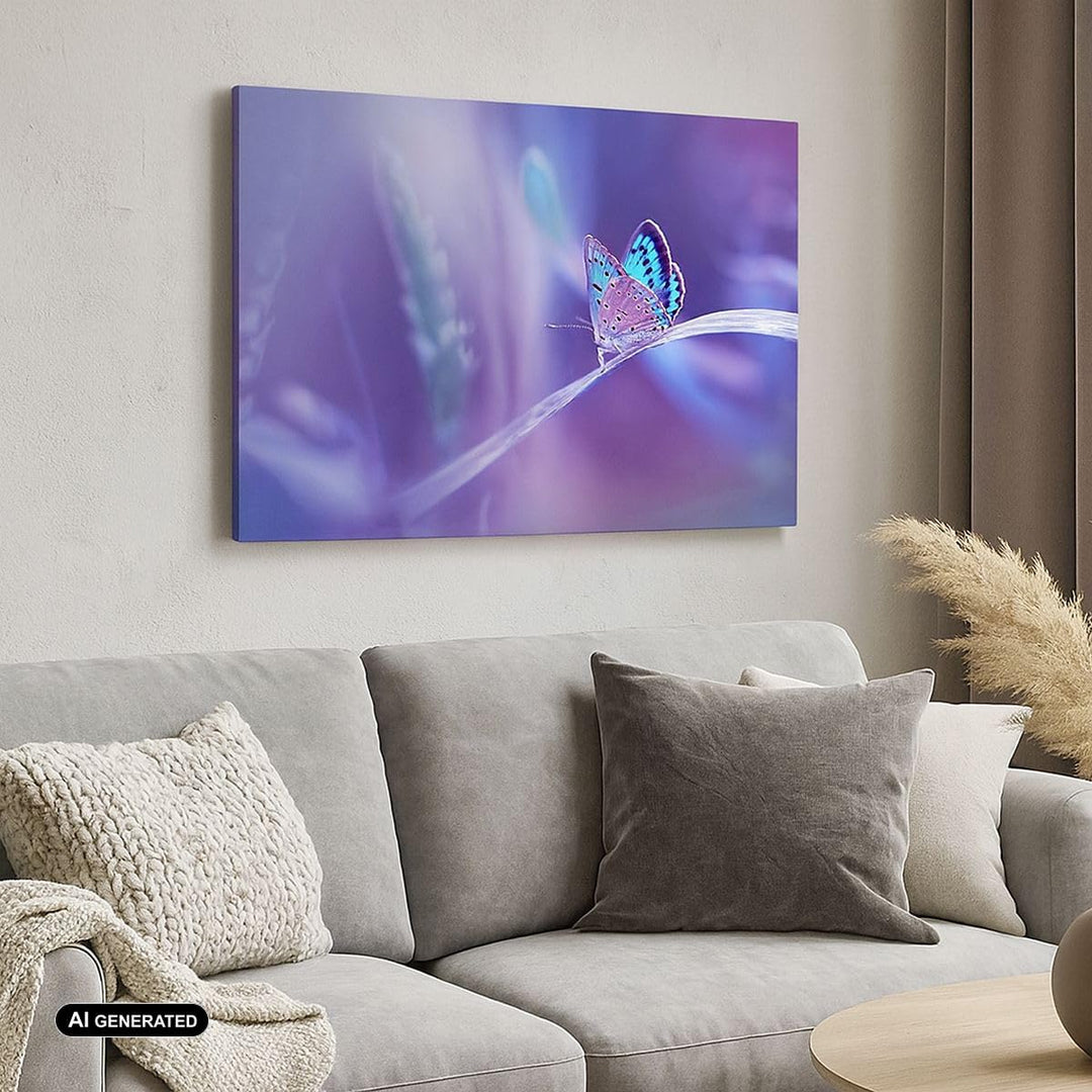 Bilder auf Leinwand 100x70cm Leinwandbild mit Rahmen Schmetterling Natur Gross Wanddeko Bild Schlafz