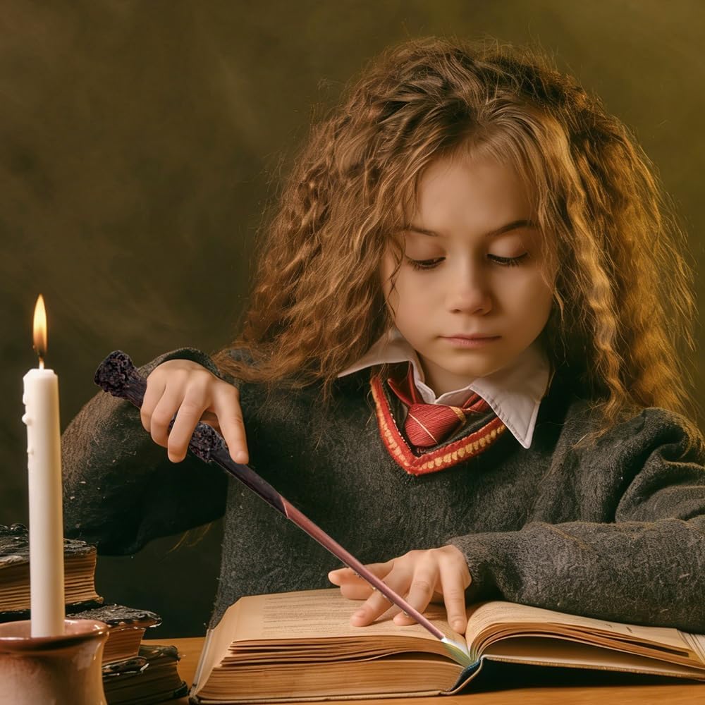 Hojalis Harry Zauberstab mit Licht, 35CM Zauberstabs-Hpotter, Zauberstabs aus Harz, USB Aufladung Ma