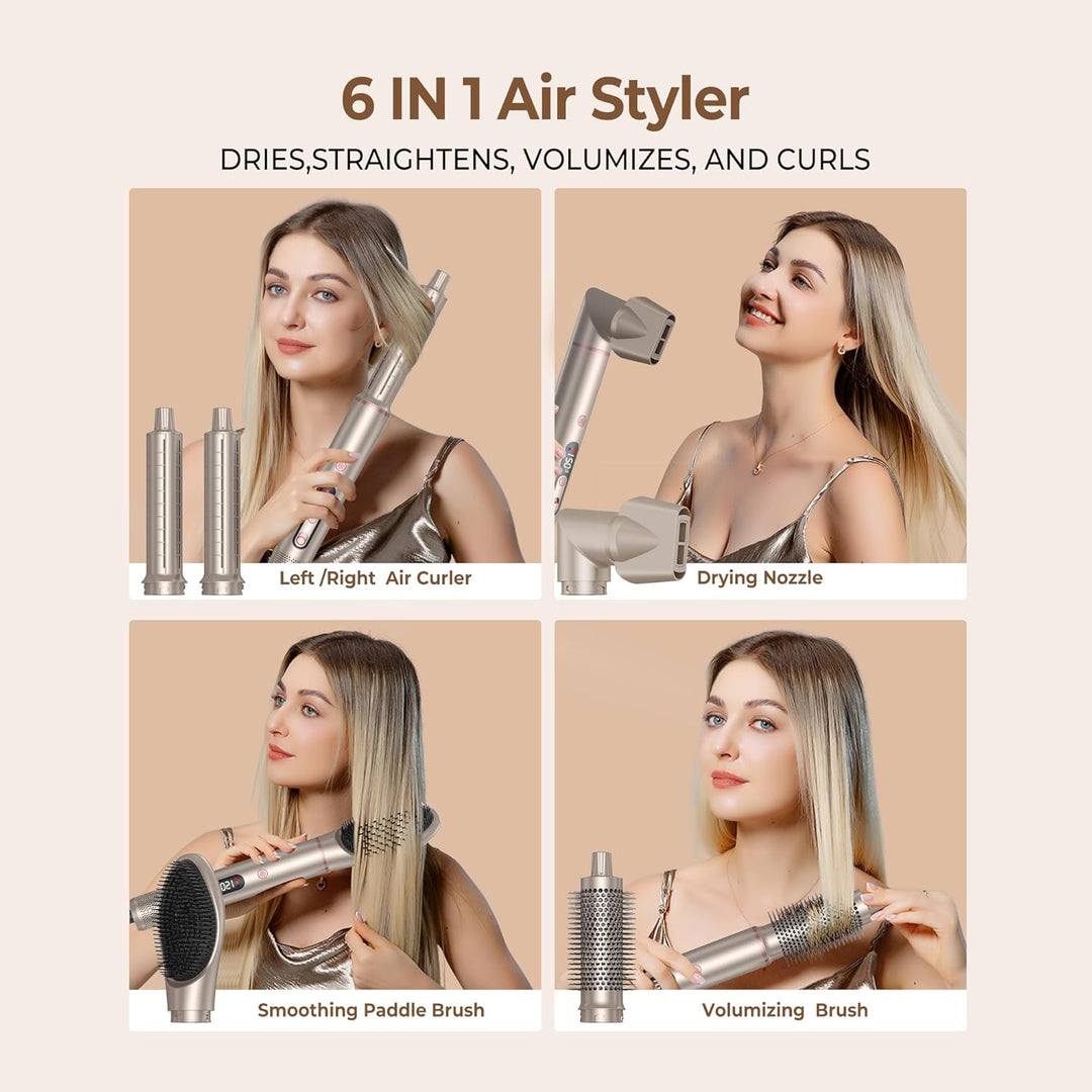 Hairstyler Pro UKLISS Haartrockner 6 IN 1, 1400w Ionen Professioneller Haarstyler, Kälteluftknopf,LC