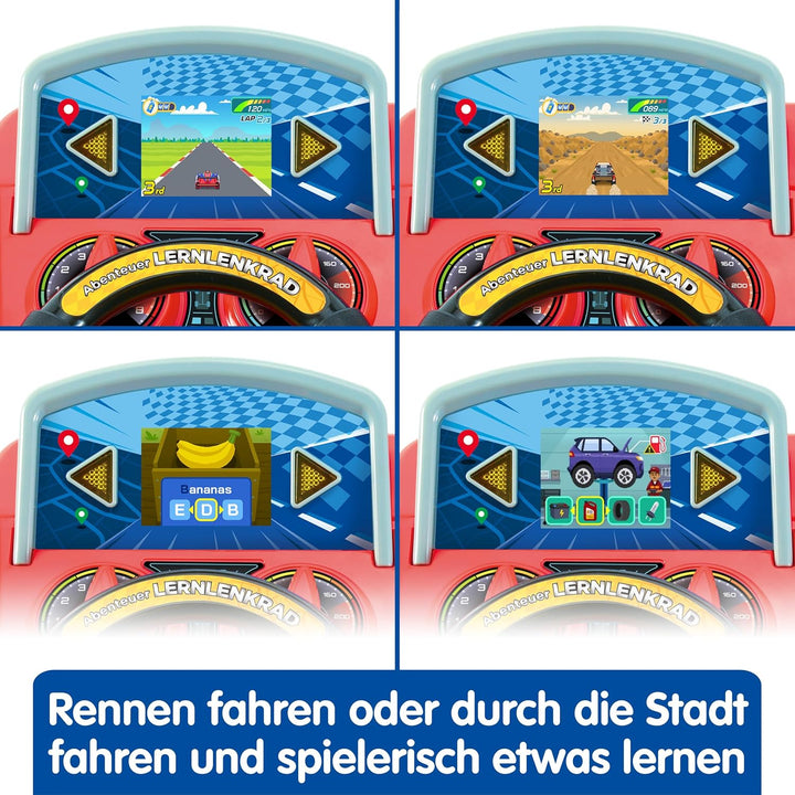 Vtech Abenteuer Lernlenkrad – Interaktives Lenkrad mit LCD-Farbbildschirm, 3 Spielmodi, zahlreichen