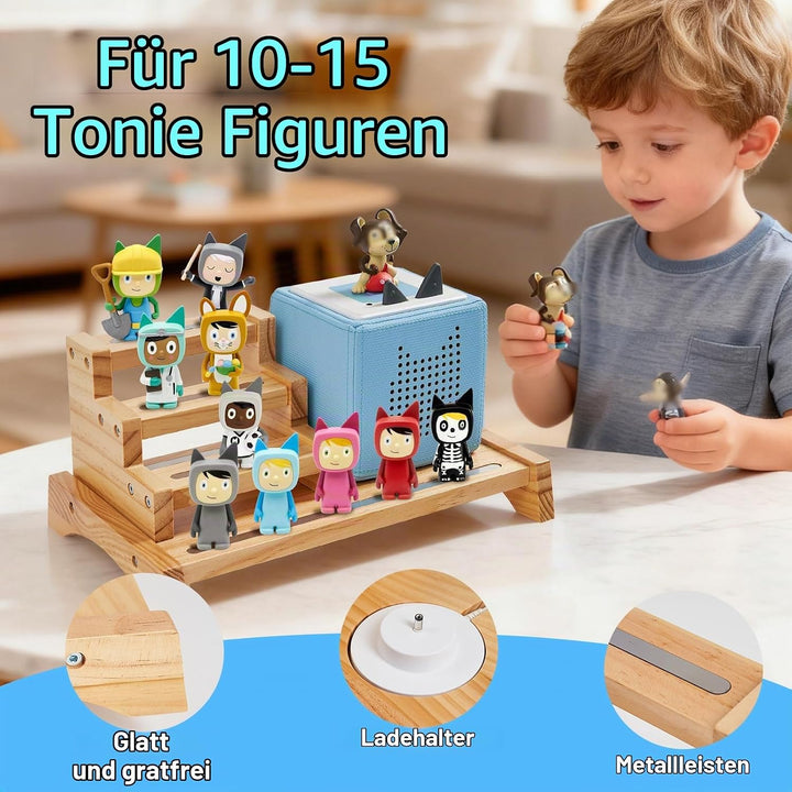 für 3-Tier Toniesbox Regal, Massiv Kiefernholz Tonie Regal Mädchen Kompatibel mit Toniesbox 1 und To