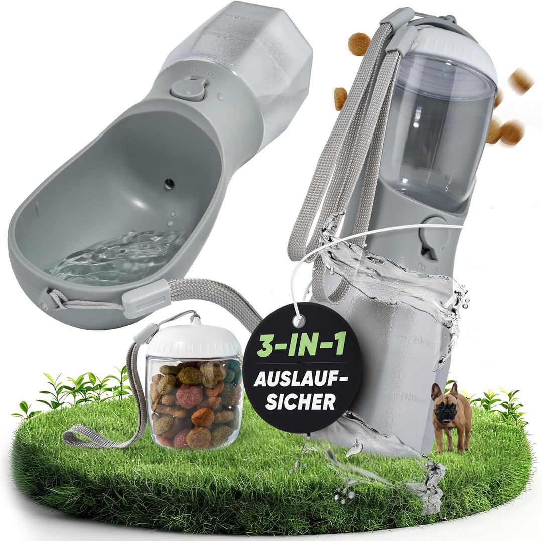 Hundetrinkflasche 300ml – 3-in-1 Trinkflasche mit Napf & Rücklauffunktion – 100% auslaufsicher, BPA-
