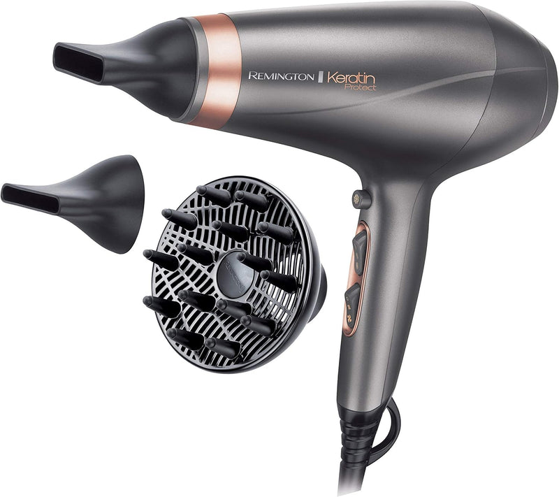 Remington Haartrockner Profi Ionen Keratin Protect (2200W, 150km/h, 3 Stylingaufsätze, angereichert