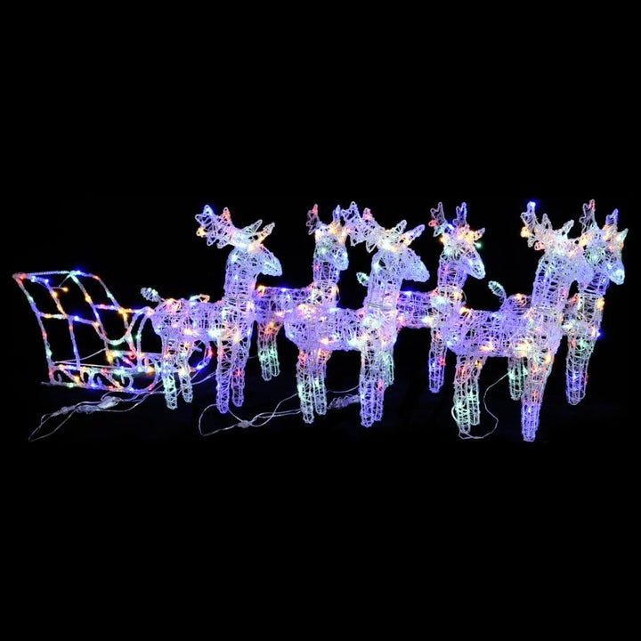 vidaXL Weihnachtsdekoration Rentiere mit Schlitten Beleuchtet Dekofigur Weihnachtsdeko Figur Weihnac