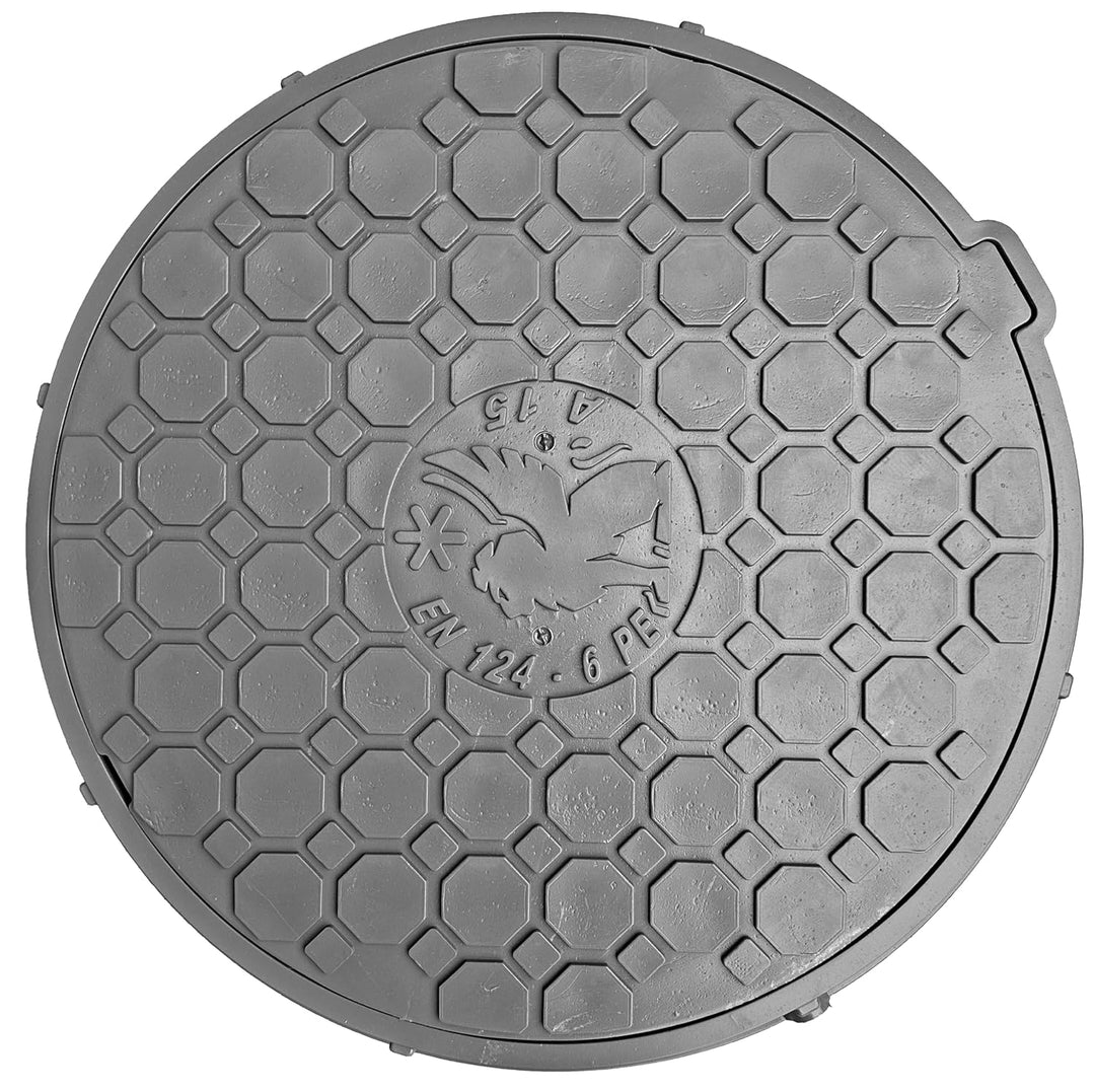 BABYLONPLAST Schachtabdeckung, Kanaldeckel Ø500 Kl.A15, Kunststoff Schachtdeckel A15, Belastbar bis