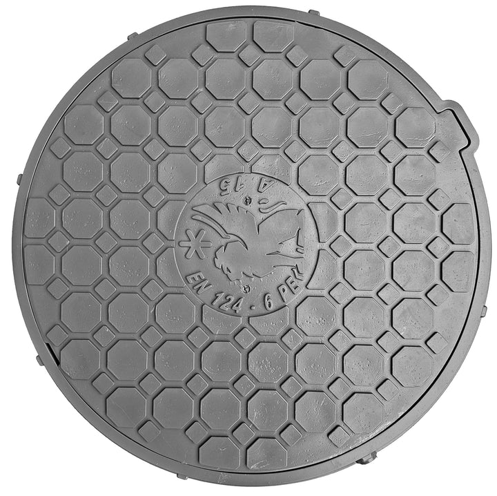 BABYLONPLAST Schachtabdeckung, Kanaldeckel Ø500 Kl.A15, Kunststoff Schachtdeckel A15, Belastbar bis