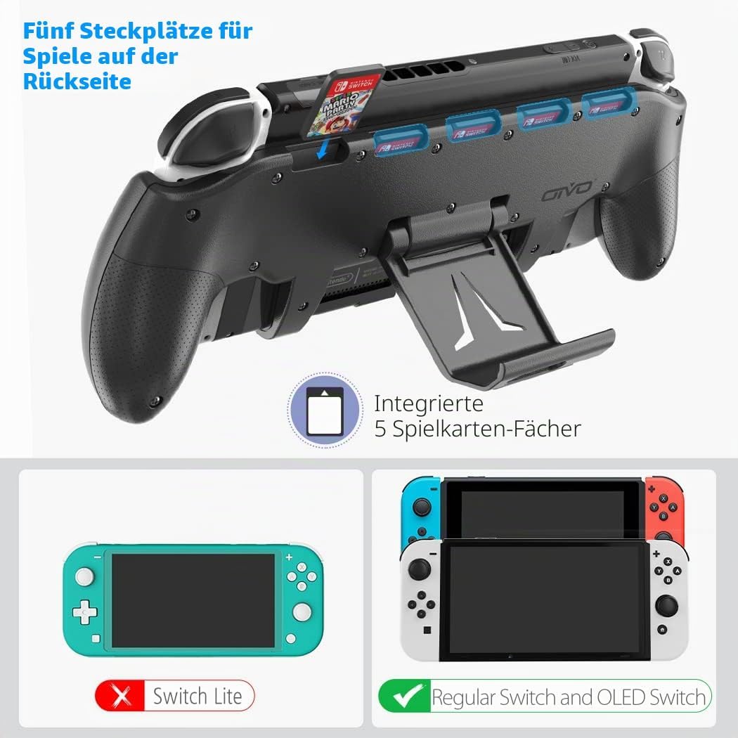 OIVO Switch OLED Grip mit verstellbarem Switch Ständer für Nintendo Switch/Switch OLED Modell, ergon
