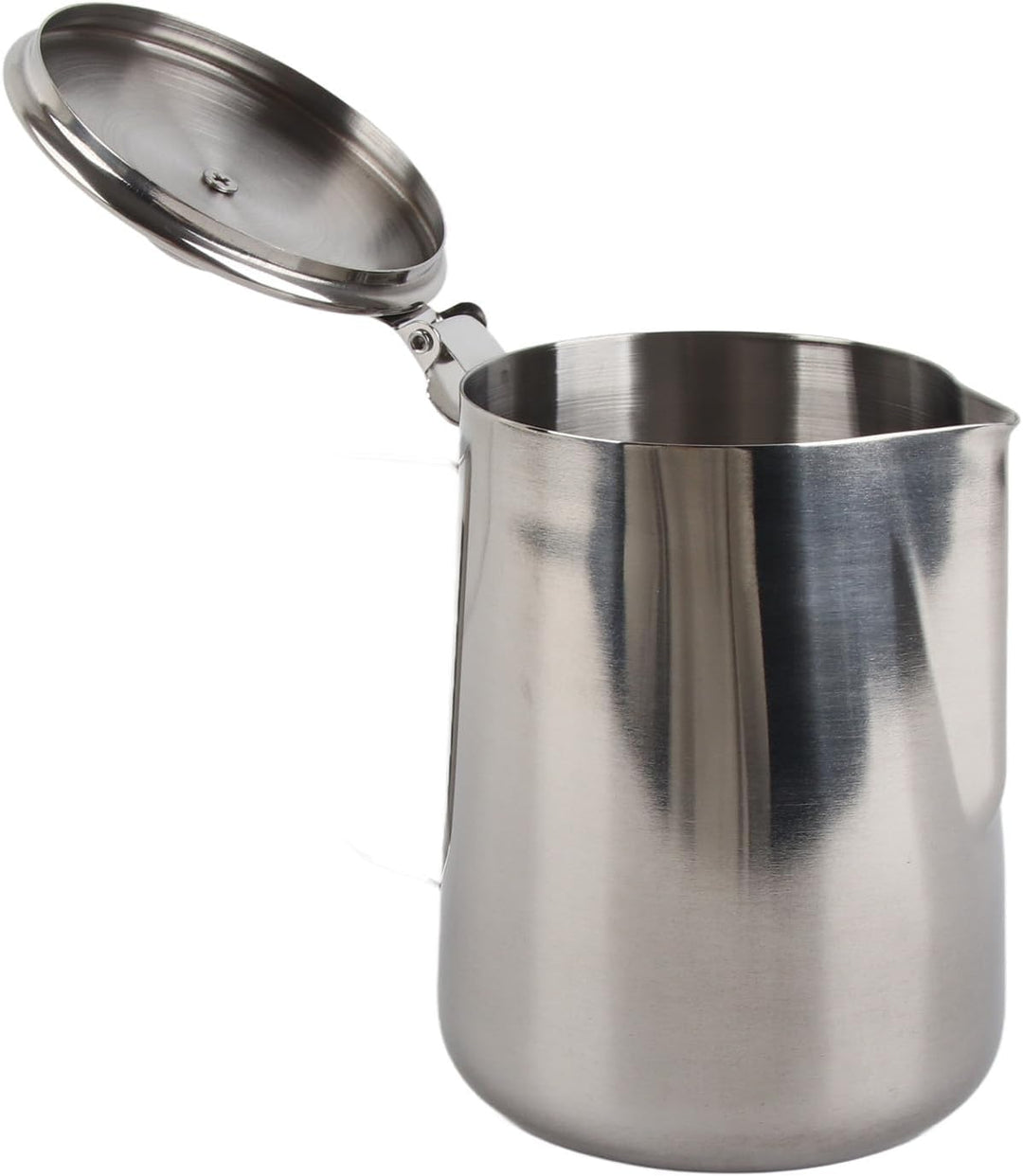 Milch Pitcher, Edelstahl-Aufschäumbecher, Edelstahl-Kaffeetasse, Milchaufschäumkrug mit Deckel für L
