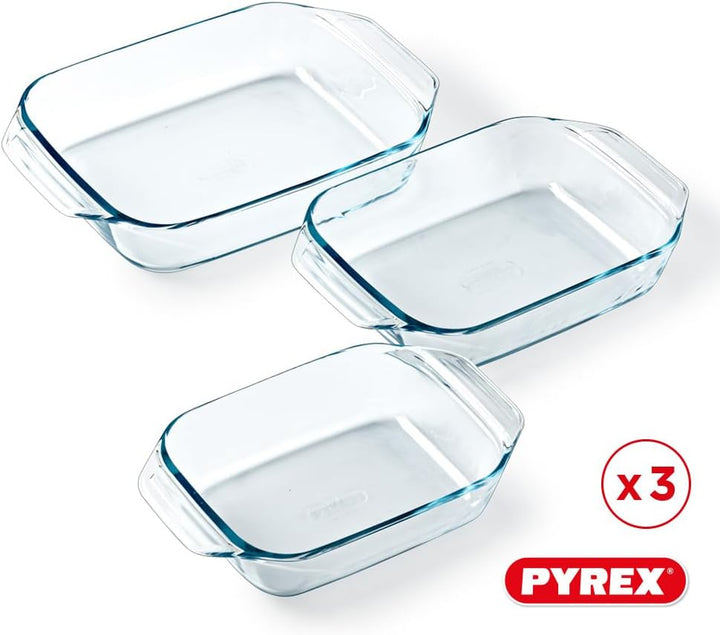 Pyrex 8023510, Set aus 3 Auflaufformen aus Glas – Borosilikatglas