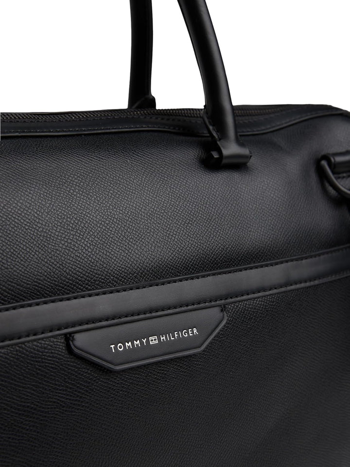 Tommy Hilfiger Herren Laptoptasche Business aus Leder, Schwarz (Black), Einheitsgrösse