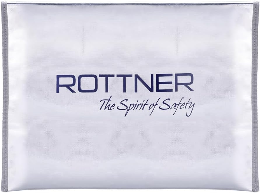 Rottner schwer entflammbare Dokumententasche DIN A3-Reiss- und Klettverschluss-Silber