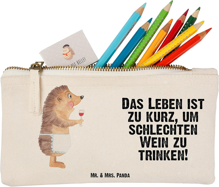 Mr. & Mrs. Panda Mäppchen Igel Wein Grösse S Klein - Geschenk, kosmetiktäschchen, Lustige Sprüche, R