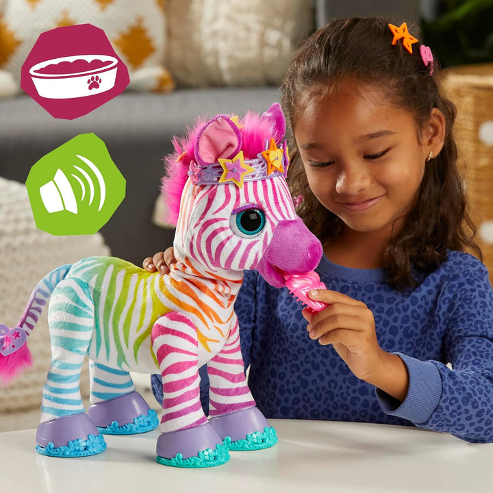 Hasbro furReal Zenya, Mein Regenbogen-Zebra, interaktives Tierchen Spielzeug für Mädchen und Jungen