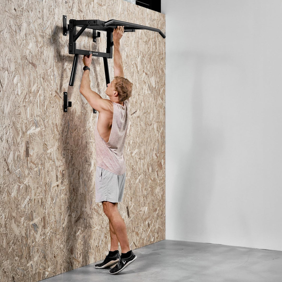 Klimmzugstange Wand 2 in 1 Klimmzüge & Dips | Verstärkter Stahl, Max. Belastung 250 kg | Wandmontage