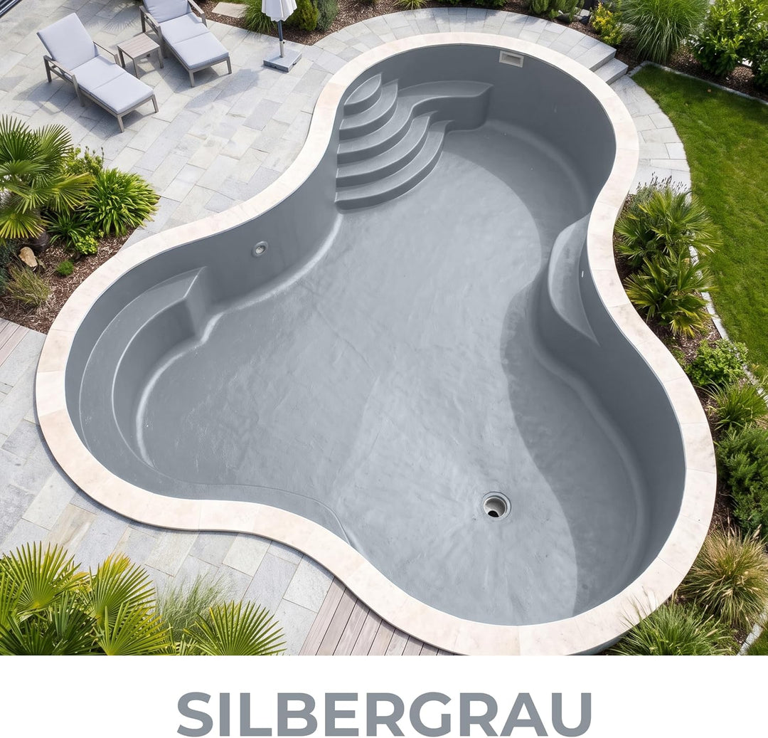 Fonteino 2K Schwimmbadfarbe Poolfarbe Betonbecken Schwimmbeckenfarbe Silbergrau - 5Kg 5 kg (1er Pack