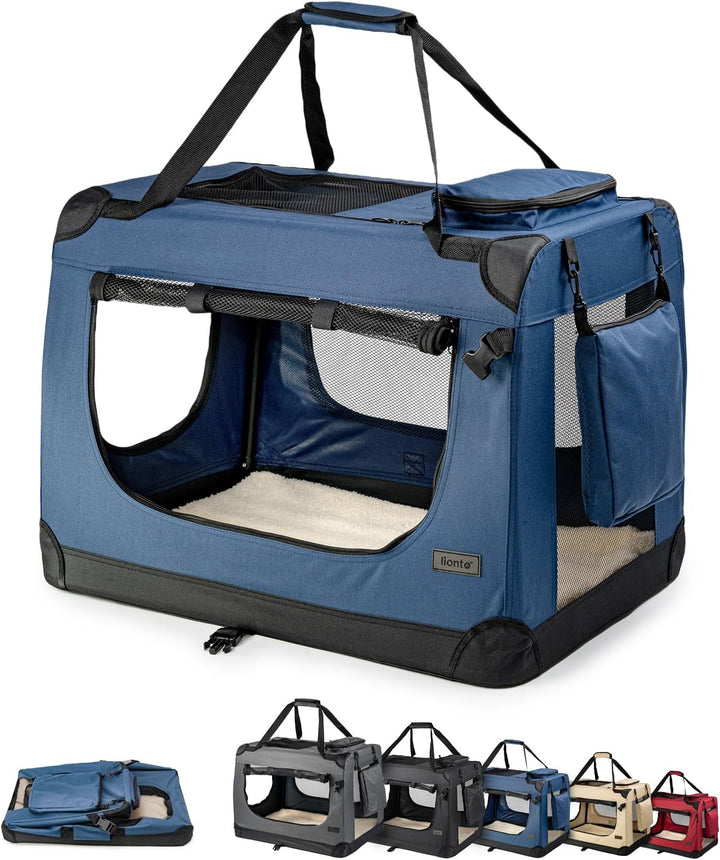 lionto Hundetransportbox Hundetasche Hundebox Faltbare Kleintiertasche, (S) 50x34x36 cm dunkelblau D