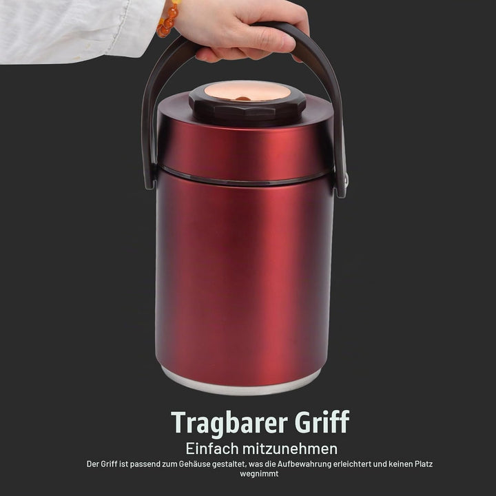 BuyWeek Thermobehälter für Essen, 2000ml Isolierte Lunchbox Edelstahl Warmhaltebehälter Tragbare 3 S