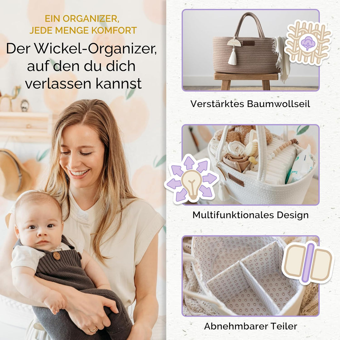 Yunioo Baby Wickel Organizer für Wickelutensilien und Wickeltisch zubehör, Wickeltisch Organizer, Wi