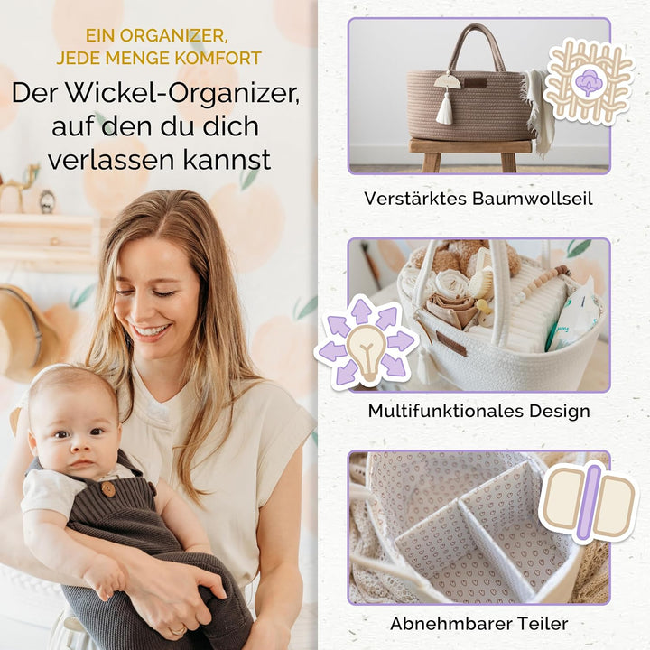 Yunioo Baby Wickel Organizer für Wickelutensilien und Wickeltisch zubehör, Wickeltisch Organizer, Wi