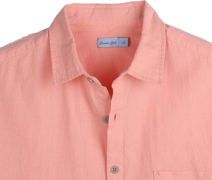 Coevals Club Herren Lässige Leinenhemd Freizeithemd Businesshemd Sommer Kurzarm Regular Fit Hemd S 1