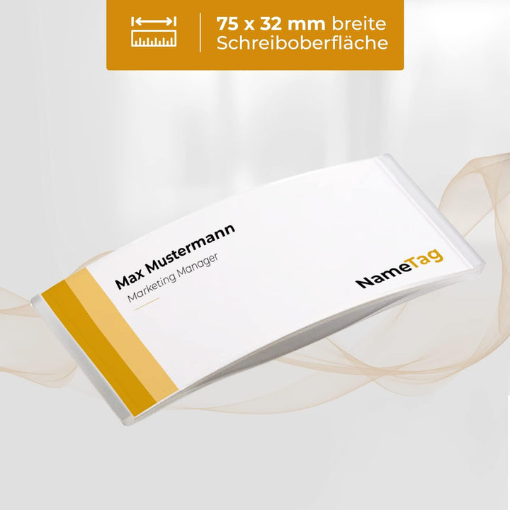 Ironix Namensschilder mit Doppelmagnet (20 Stück, Transparent) Namensetiketten für Kleidung 75x32mm,