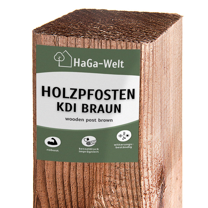 HaGa® - 5 Stück Robuste Kieferholz Holzpfosten in Braun - Grösse 100cm - 7cm x 7cm Kesseldruck imprä