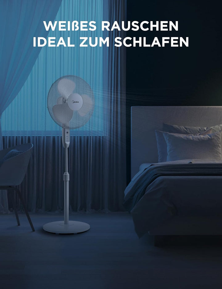 Midea FS40-16JRA Standventilator, Starke Windkraft, Grosses Luftvolumen, 40 W Leistung, Fernbedienun