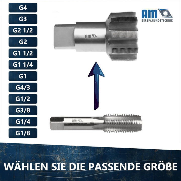 AM-Zerspanungstechnik Rohrgewindebohrer G1/2 | Gewindeschneider Zoll | HSS Rohrgewindeschneider | Wh