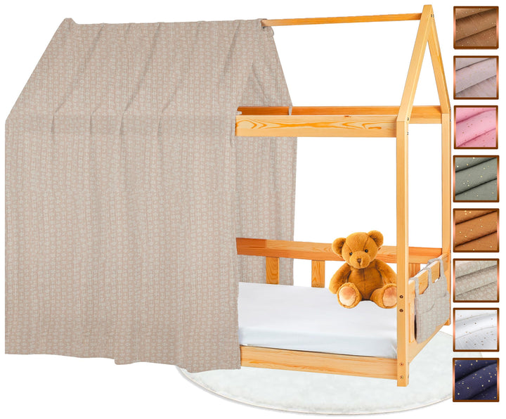 Hausbett Himmel - 100% Baumwolle - Betthimmel Hausbett aus Musselin - Bett Vorhang Kinderbett - Himm