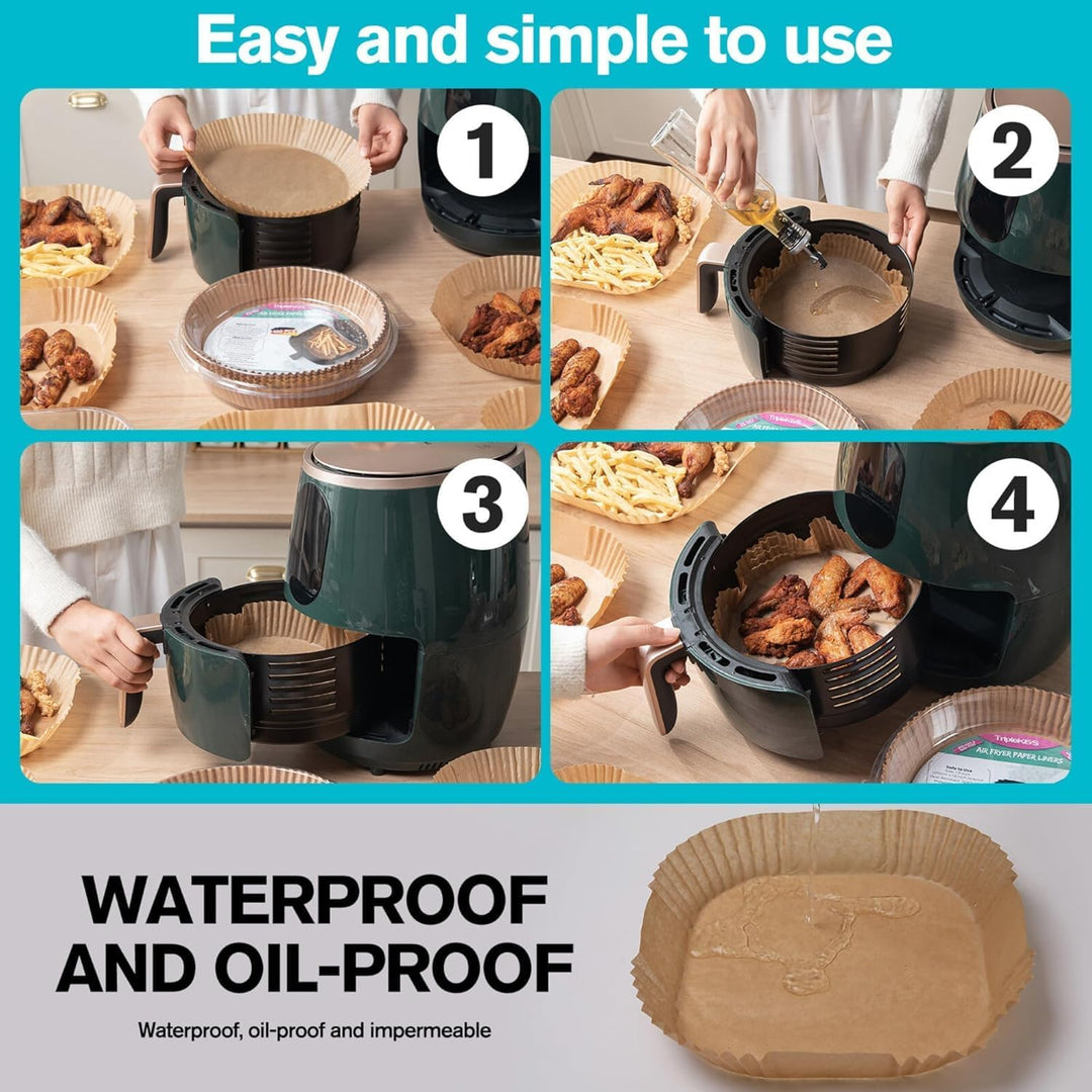 Triple K&S Airfryer Backpapier Philips 240 Stück, 20,5 x 14 cm – Kompatibel mit Ninja AF300EU, AF400