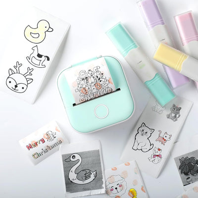 Tiny Printer mit Klebepapier, Aufkleber Druck Buddy, Mini Drucker für Smartphone, Kleiner Taschendru