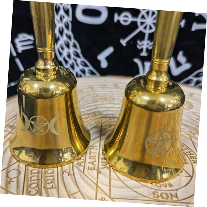 Rituelle Messing Handglocke Pentagramm Klein Langlebig für Meditation und Altardekoration 1, 1